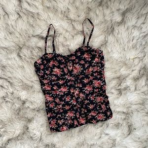 Black, flowery tank